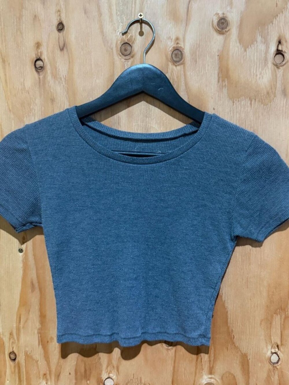 Hollister Charcoal Gray Ribbed Knit Crop Top XS